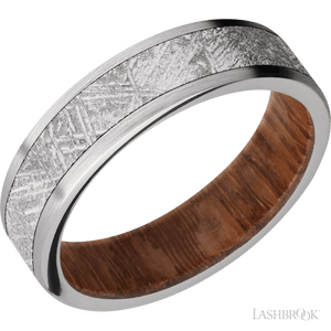 Titanium with Satin Finish and Meteorite Inlay and Leopard Wood - 6MM - Larson Jewelers