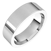 14k White Gold Men's Flat Ring with Polished Finish - 5mm - 10mm