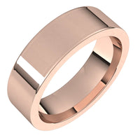 14k Rose Gold Men's Flat Ring with Polished Finish - 5mm - 10mm