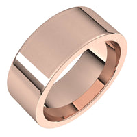 14k Rose Gold Men's Flat Ring with Polished Finish - 5mm - 10mm