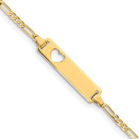 14k Cut-out Heart Figaro Link ID Bracelet - Larson Jewelers