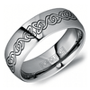 FLAVIUS Polished Tungsten Carbide Wedding Band with Engraved Celtic Pattern - 8mm - Larson Jewelers