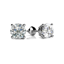 14K White Gold 4-Prong Solitaire Basket Studs with Lab Grown Diamond