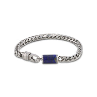 Stainless Steel Bracelet With Black Lapis Inlay