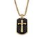 Gold Stainless Steel Pendant with Forged Carbon Fiber Inlay with 22in Matching Chain