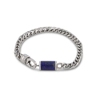 Stainless Steel Bracelet With Black Lapis Inlay