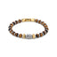 Hexagonal Tiger Eye Stone and Damascus Steel Bead Bracelet With Stainless Steel