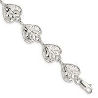 Sterling Silver Fancy Filigree Heart 7 inch Bracelet - Larson Jewelers