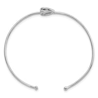 Sterling Silver Rhodium-plated CZ Heart Cuff Bangle Bracelet - Larson Jewelers