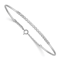 Sterling Silver Rhodium Plated Children's CZ Bangle with Safety Chain