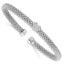 Sterling Silver Rhodium-plated Polished CZ Heart Mesh Cuff Bangle - Larson Jewelers