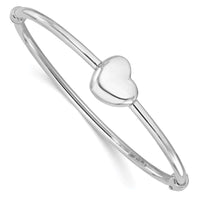 Sterling Silver Rhodium-plated Polished Heart Hinged Bangle - Larson Jewelers