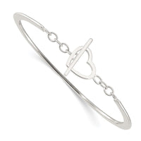 Sterling Silver Polished Heart Toggle Clasp Bangle Bracelet - Larson Jewelers