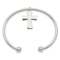 Sterling Silver Cross Cuff Bangle Bracelet