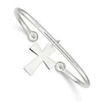 Sterling Silver Cross Cuff Bangle Bracelet