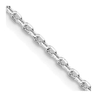 Sterling Silver Rhodium-plated Beveled Oval Cable Chain