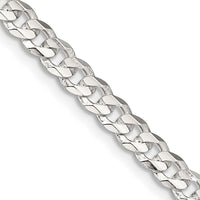 Sterling Silver 4.5mm Concave Beveled Curb Chain Necklace