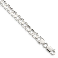 Sterling Silver 6.75mm Concave Beveled Curb Chain Bracelet