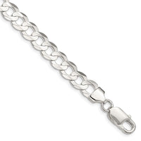 Sterling Silver 8mm Concave Beveled Curb Chain Bracelet