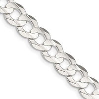 Sterling Silver 8mm Concave Beveled Curb Chain Necklace