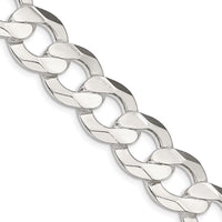 Sterling Silver 13.8mm Concave Beveled Curb Chain Necklace