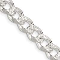 Sterling Silver 7.5mm Pav‚ Curb Chain Necklace