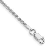 Sterling Silver Rhodium-plated 1.85mm Diamond-cut Rope Chain Anklet