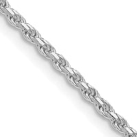 Sterling Silver Rhodium-plated 1.85mm Diamond-cut Rope Chain Necklace