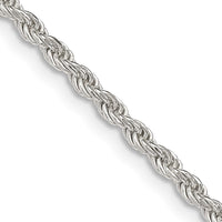 Sterling Silver 2.25mm Diamond-cut Rope Chain Necklace w/4in ext.