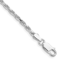 Sterling Silver Rhodium-plated 2.5mm Diamond-cut Rope Chain