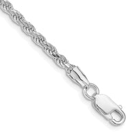 Sterling Silver Rhodium-plated 2.75mm Diamond-cut Rope Chain