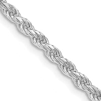 Sterling Silver Rhodium-plated 2.75mm Diamond-cut Rope Chain Necklace