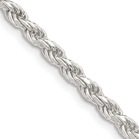 Sterling Silver 3mm Diamond-cut Rope Chain Necklace