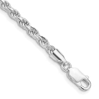 Sterling Silver Rhodium-plated 3mm Diamond-cut Rope Chain