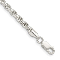 Sterling Silver 3.5mm Diamond-cut Rope Chain Bracelet