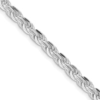 Sterling Silver Rhodium-plated 4.25mm Diamond-cut Rope Chain Necklace