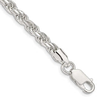 Sterling Silver 4.75mm Diamond-cut Rope Chain Bracelet