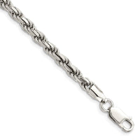 Sterling Silver Rhodium-plated 4.75mm Diamond-cut Rope Chain