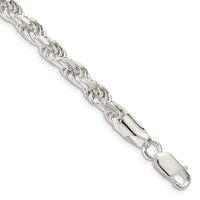 Sterling Silver 5.75mm Diamond-cut Rope Chain Bracelet