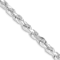 Sterling Silver Rhodium-plated 7mm Diamond-cut Rope Chain Necklace