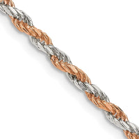 Sterling Silver And Rose Vermeil Diamond-cut Rope Chain Necklace