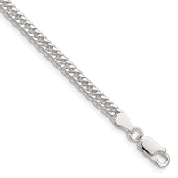 Sterling Silver Polished 3.9mm Double Diamond-cut Curb Chain Bracelet