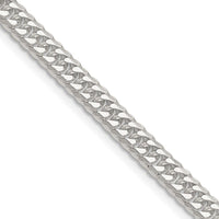 Sterling Silver Polished 4.8mm Double Diamond-cut Curb Chain Necklace