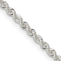 Sterling Silver 2.3mm Solid Rope Chain Necklace