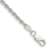 Sterling Silver 2.5mm Solid Rope Chain Bracelet