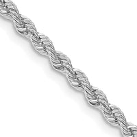 Sterling Silver Rhodium-plated 2.5mm Solid Rope Chain Necklace