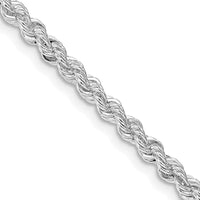 Sterling Silver Rhodium-plated 3mm Solid Rope Chain Necklace