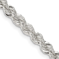 Sterling Silver 4.3mm Solid Rope Chain Necklace