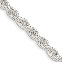 Sterling Silver 5mm Solid Rope Chain Necklace