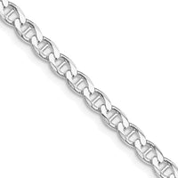 Sterling Silver Rhodium-plated 4.15mm Flat Cuban Anchor Chain Necklace